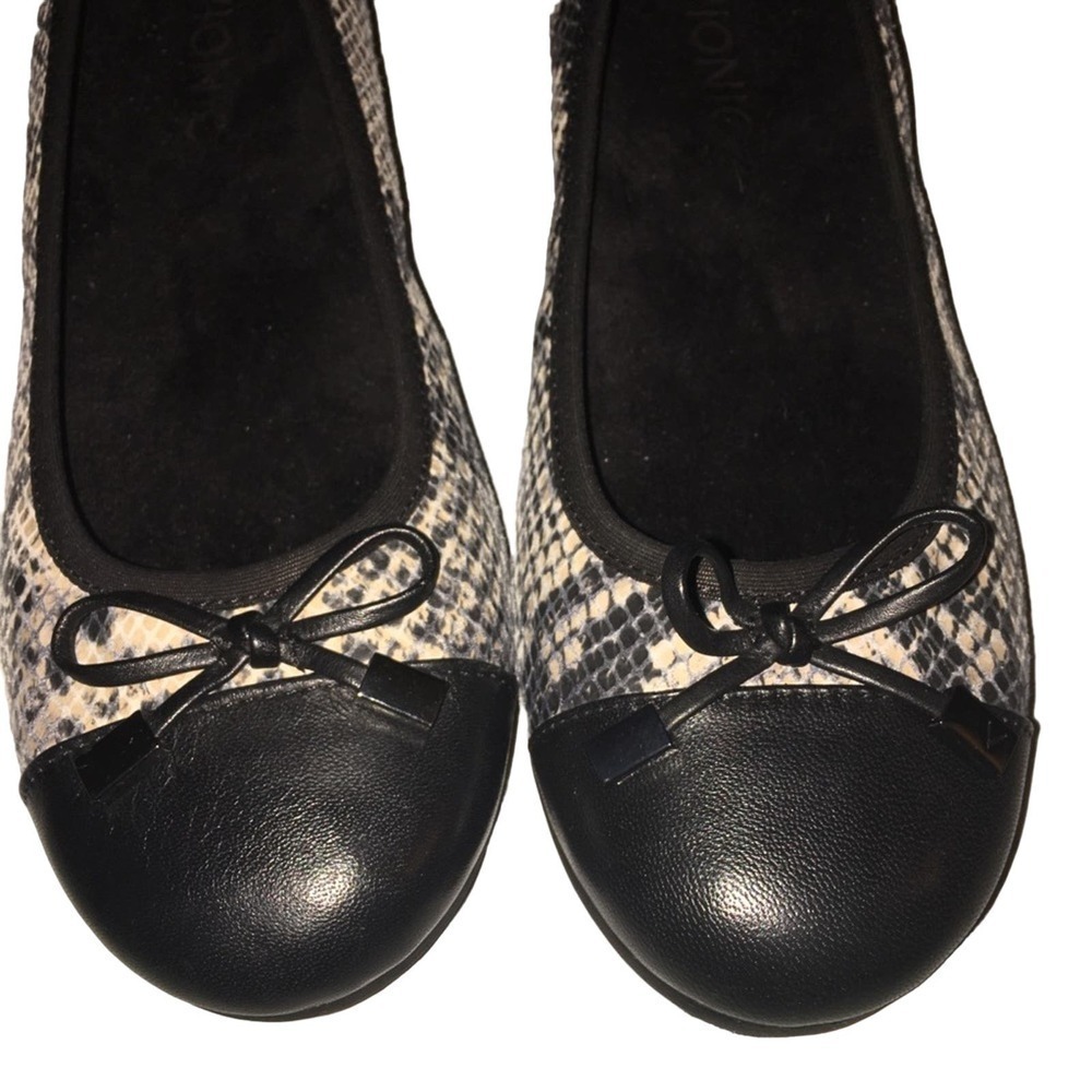 Vionic Minna Ballet Flat Black Snake Python Anima… - image 3